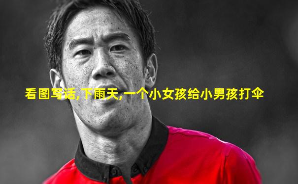 看图写话,下雨天,一个小女孩给小男孩打伞