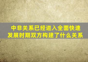 中非关系已经进入全面快速发展时期双方构建了什么关系
