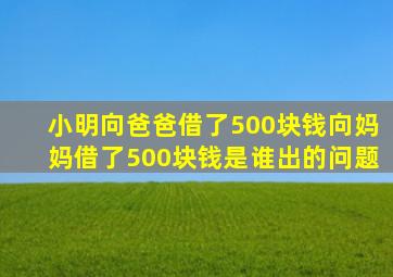小明向爸爸借了500块钱向妈妈借了500块钱是谁出的问题