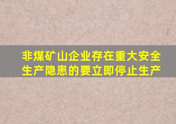 非煤矿山企业存在重大安全生产隐患的要立即停止生产